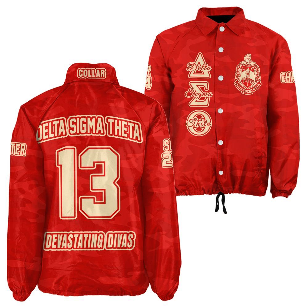 Ireishprint Delta Sigma Theta Custom Line Crossing Jacket, Personalized Camo Style Crimson Jacket Delta Sigma Theta Sorority Crossing Jacket