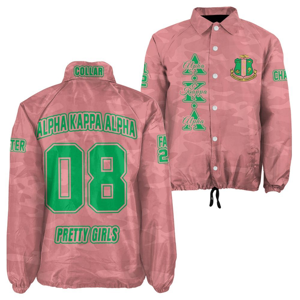 Ireishprint A.K.A Custom Line Crossing Jacket, Personalized Camo Style Salmon Pink Jacket 1908 Sorority Crossing Jacket