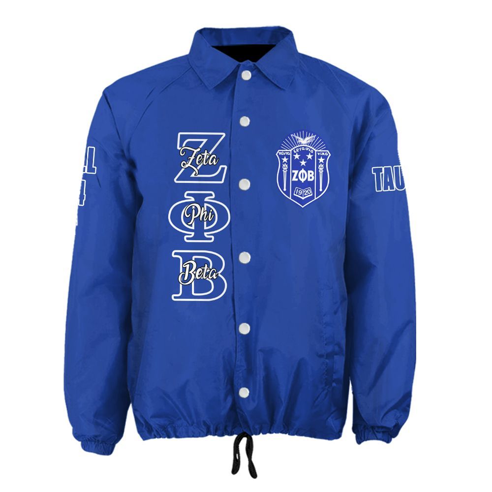 Ireishprint Zeta Phi Beta Custom Line Crossing Jacket, Personalized Simple Blue Z Phi B Jacket 1920 Zeta Phi Beta Sorority Crossing Jacket