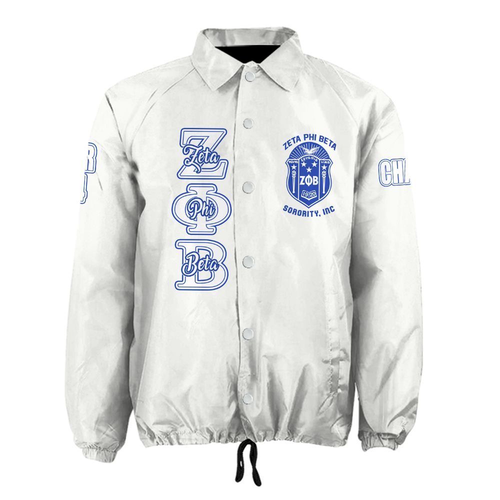 Ireishprint Zeta Phi Beta Custom Line Crossing Jacket, Personalized White Love Zeta Dove Z Phi B Black Jacket 1920 Zeta Phi Beta Sorority Crossing Jacket