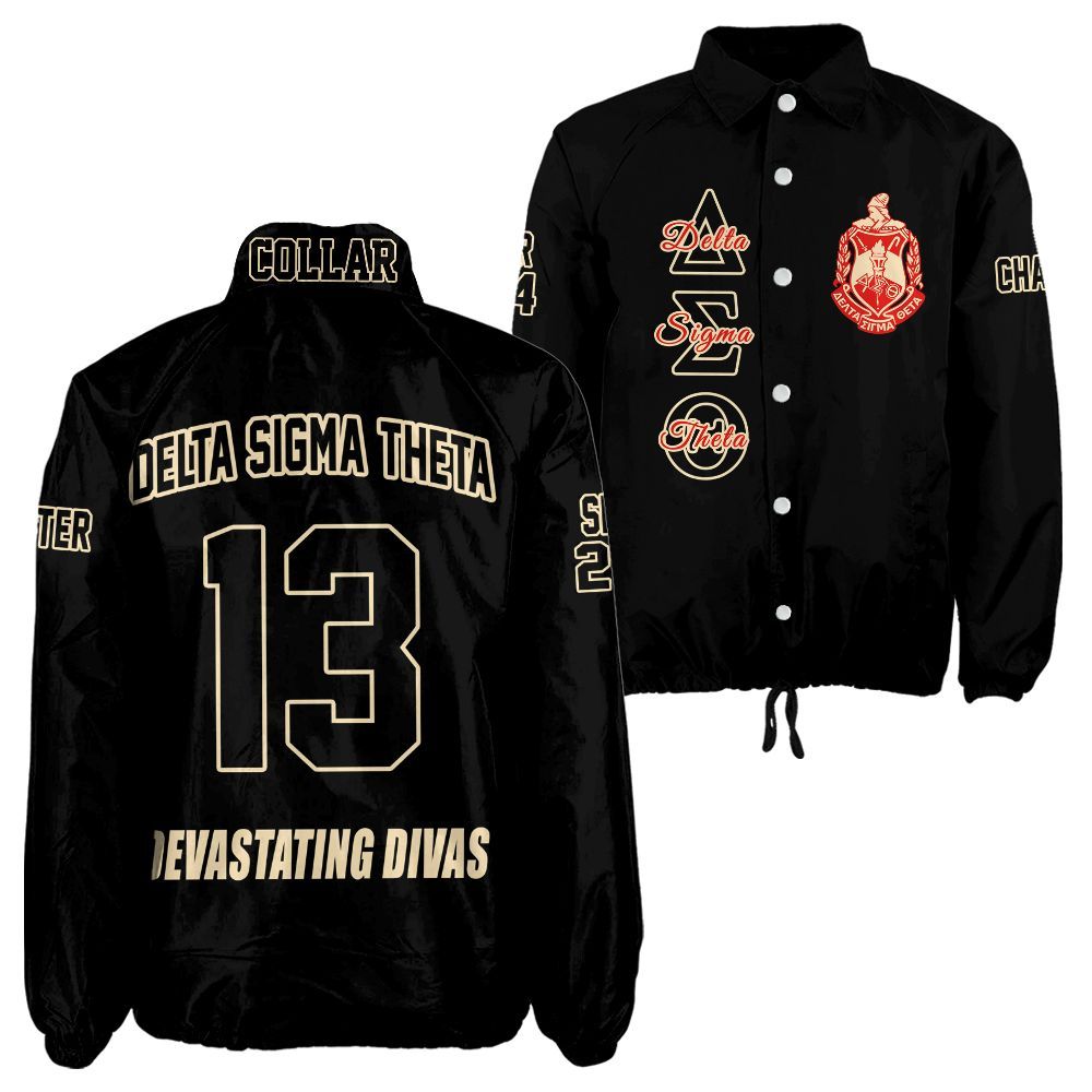 Ireishprint Delta Sigma Theta Custom Line Crossing Jacket, Black Line Simple Style Delta Sigma Theta Jacket Sorority Crossing Jacket