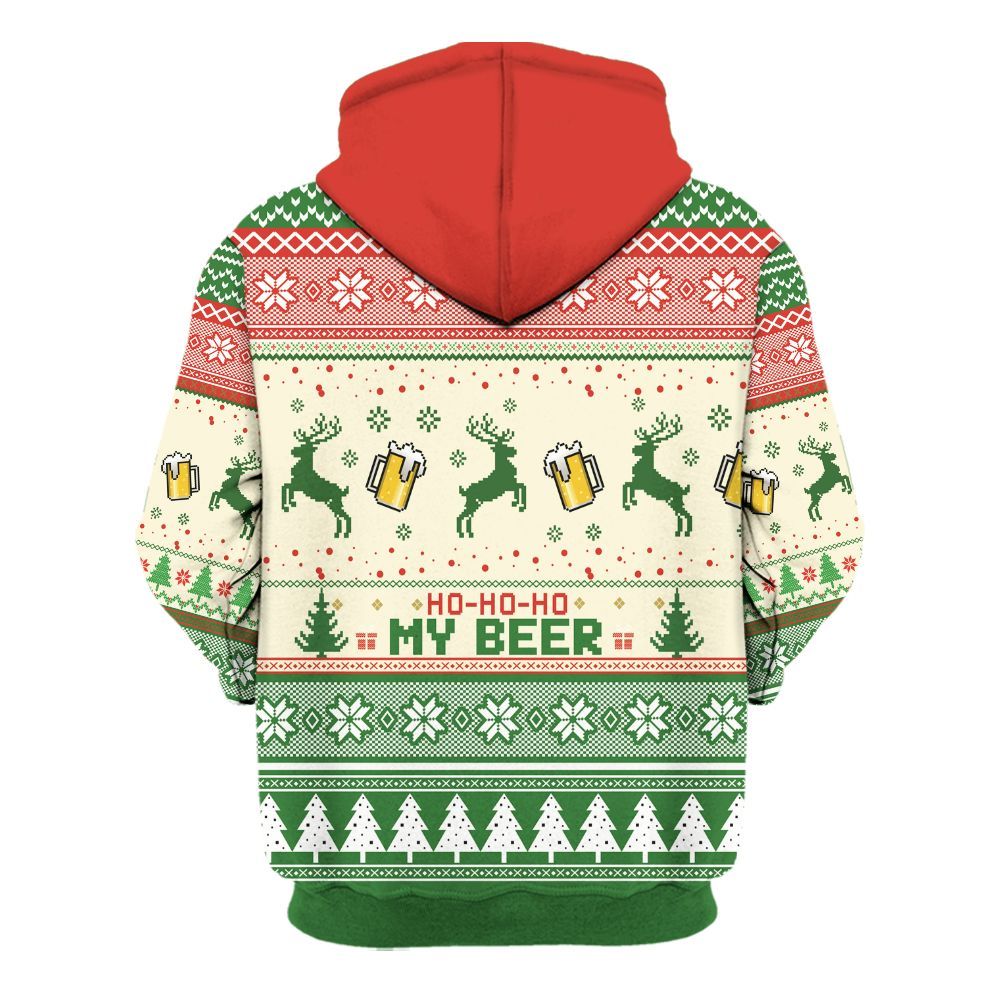 Amare Box Personalized Photo Face Ugly Sweater, Custom Ho Ho Hold My Beer Christmas Party Gift For Dad Unisex Hoodie