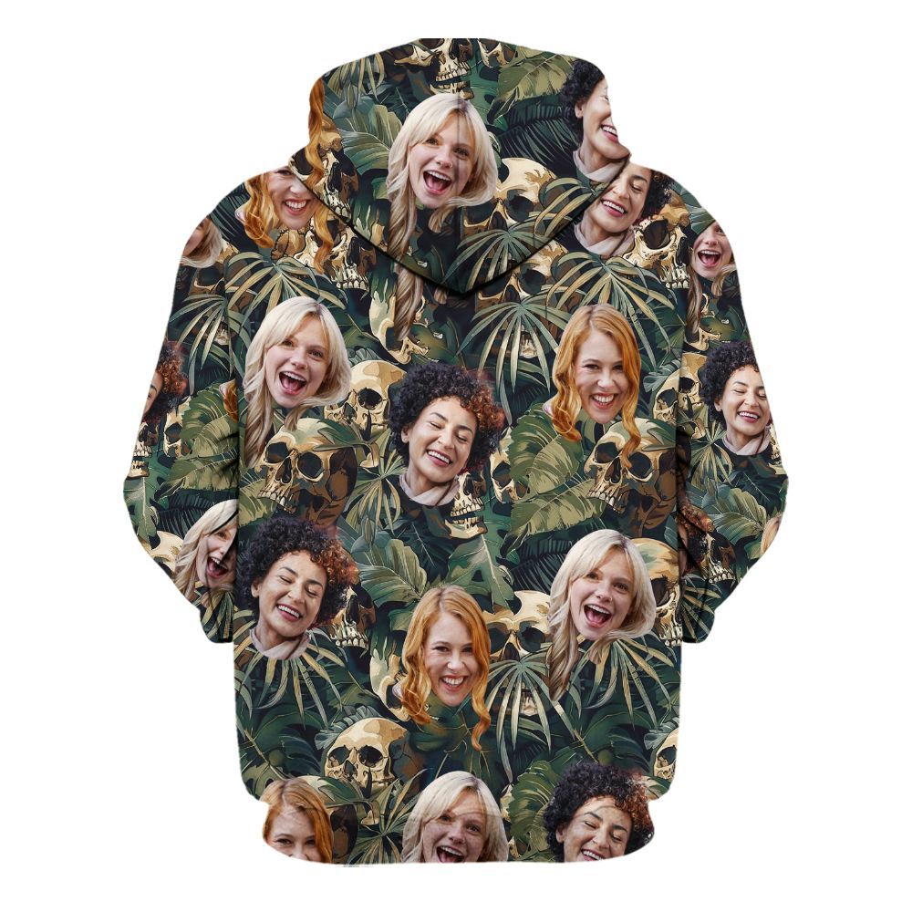 Amare Box Custom Face Photo Halloween Hawaiian Shirt, Family Halloween Party Unisex Hoodie