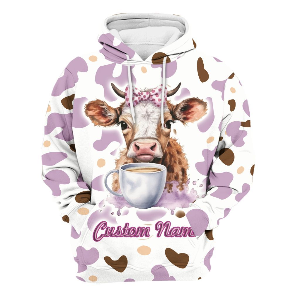 Amare Box Cow Farm Shirt, Just A Girl Who Loves Cow, Dairy Cow, Cow Shirt, Farm Shirt, Water Color Custom Name Gift Shirt For Cow Lover Unisex Hoodie