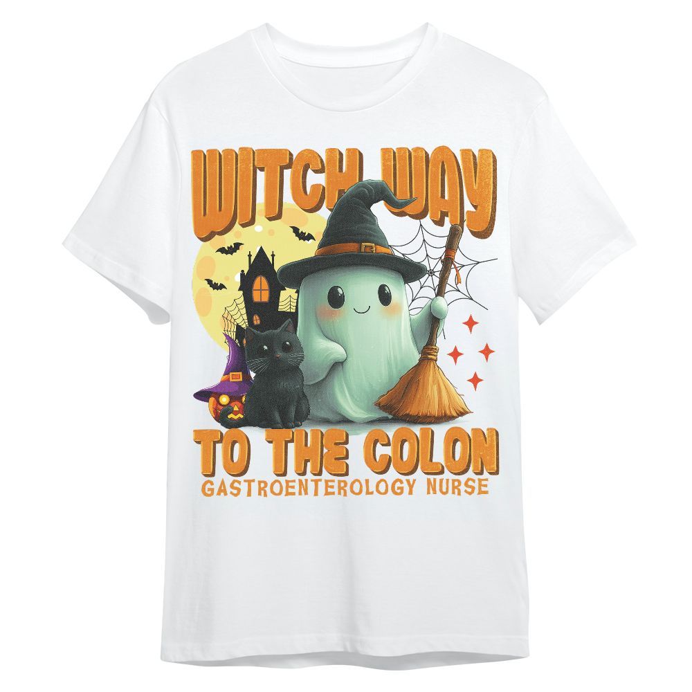 Amare Box Funny Halloween Shirt, Retro Witch Way To The Colon Halloween Ghost Gift For Fan Unisex Shirt