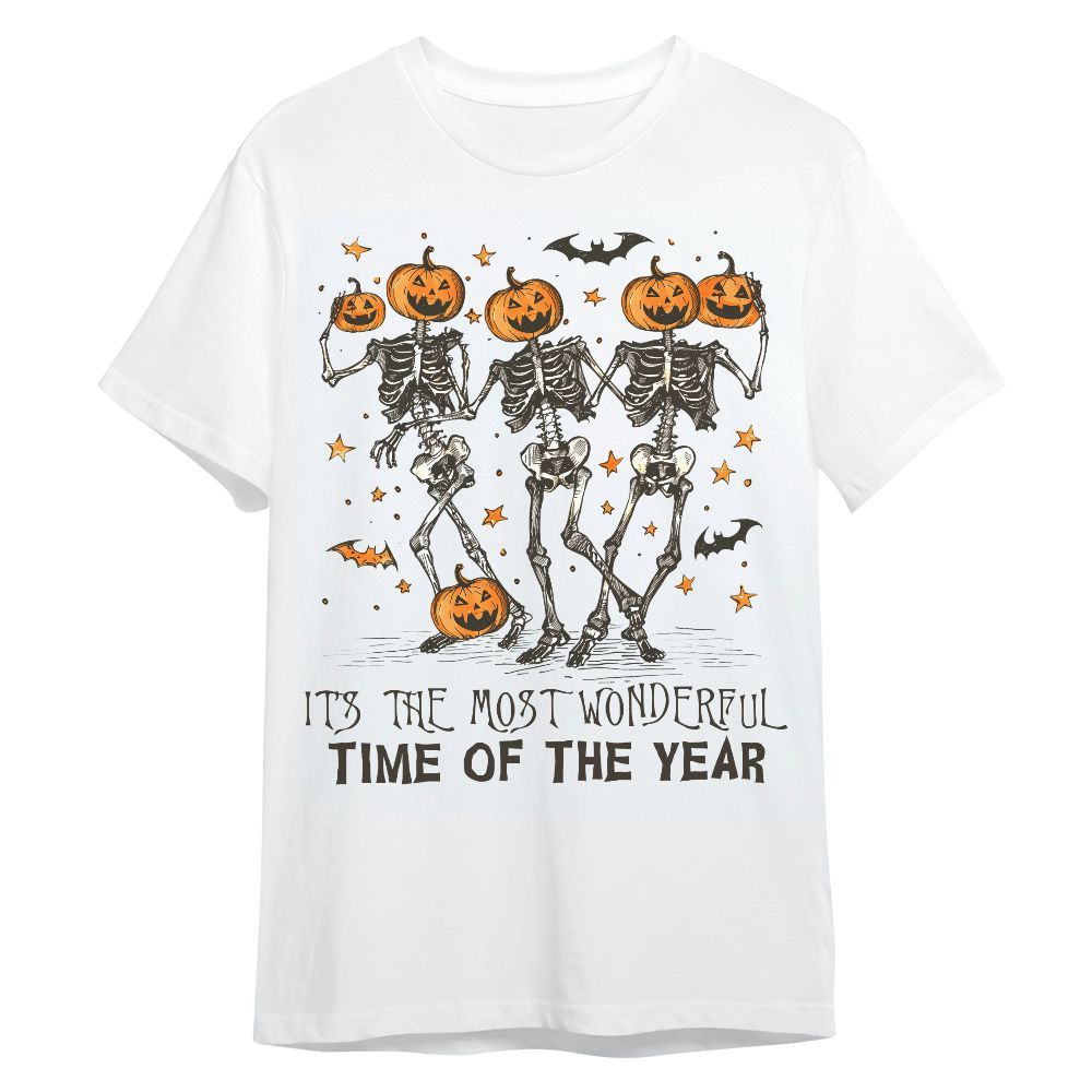 Amare Box Funny Skeleton Dacing With Pumpkin Halloween Shirt, It's The Most Wonderful Time Of The Year Unisex Shirt