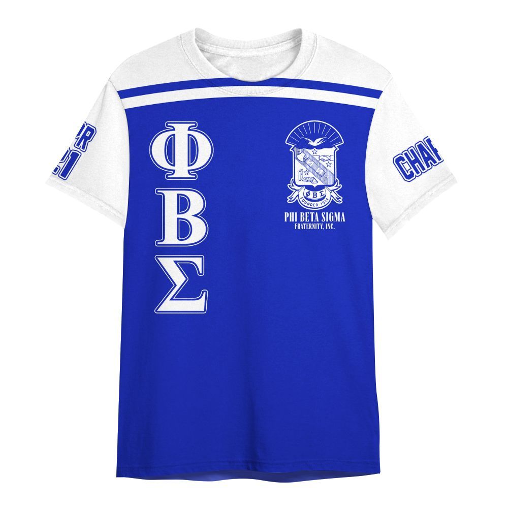 Ireishprint Phi Beta Sigma Custom Chapter Shirt, Personalized White Sleeves Royal Blue Shirt Phi Beta Sigma Fraternity Shirt