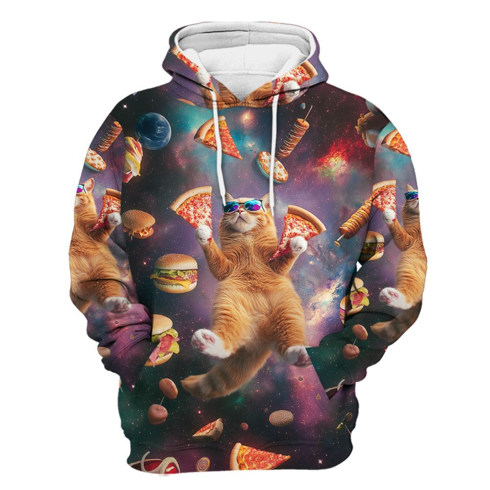 Amare Box Cat Taco Space Galaxy Shirt, Cat Lady Pizza Cat Funny Graphic Tee Unisex Hoodie