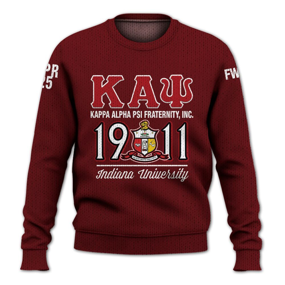 Ireishprint ΚΑΨ Custom Probate Line Shirt, Personalized Krimson Red ΚΑΨ 1911 Fraternity Knitted Sweater