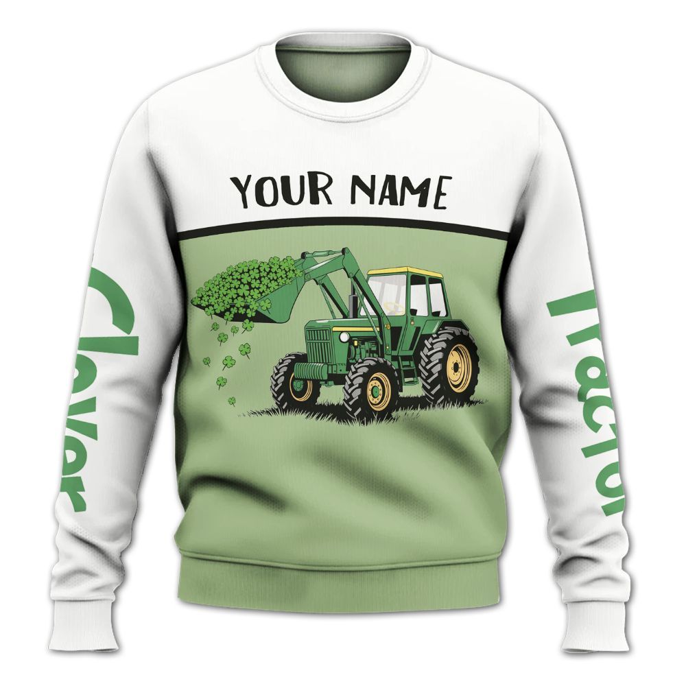 Amare Box Farm Tractor Shirt, Pushin My Luck, Custom Name, Love Tractor, Patrick's Day, Tractor Clipart, Gift For Farm Lover Knitted Sweater