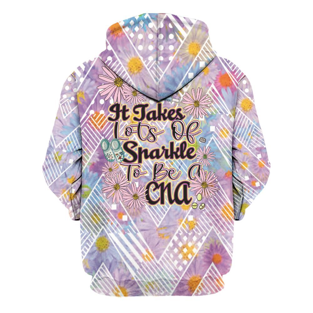 Amare Box Nurse Shirt, It Take Lots Of Sparkle To Be A CNA, Custom Name Shirt, CNA Stuff, Flower Clipart, Gift For CNA Unisex Hoodie