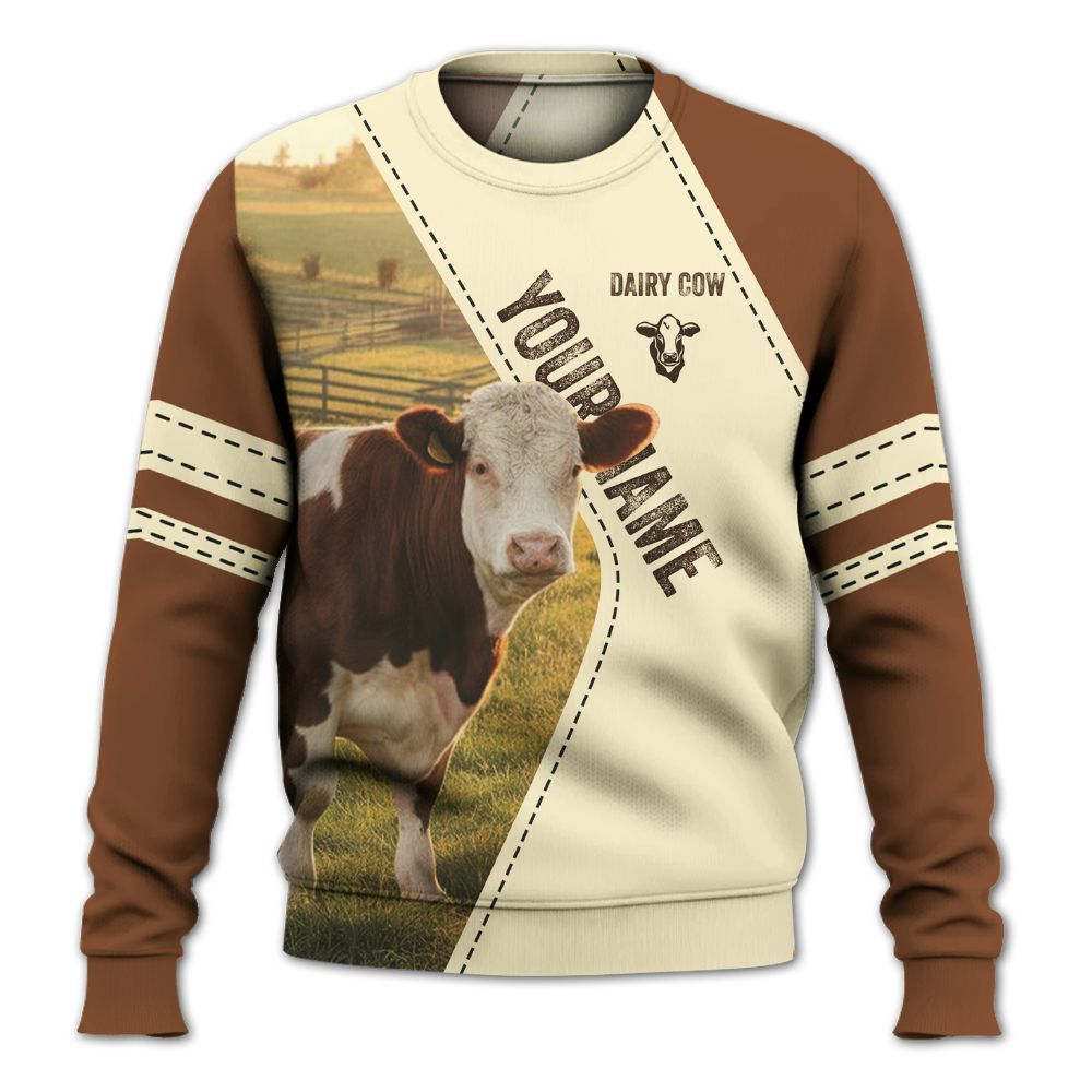 Amare Box Cow Farm Shirt, Dairy Cow On Farm, Dairy Cow, Farm Cow, Cow Shirt, Farm Shirt, Cow Lover, Custom Name Gift Shirt For Farmer Knitted Sweater