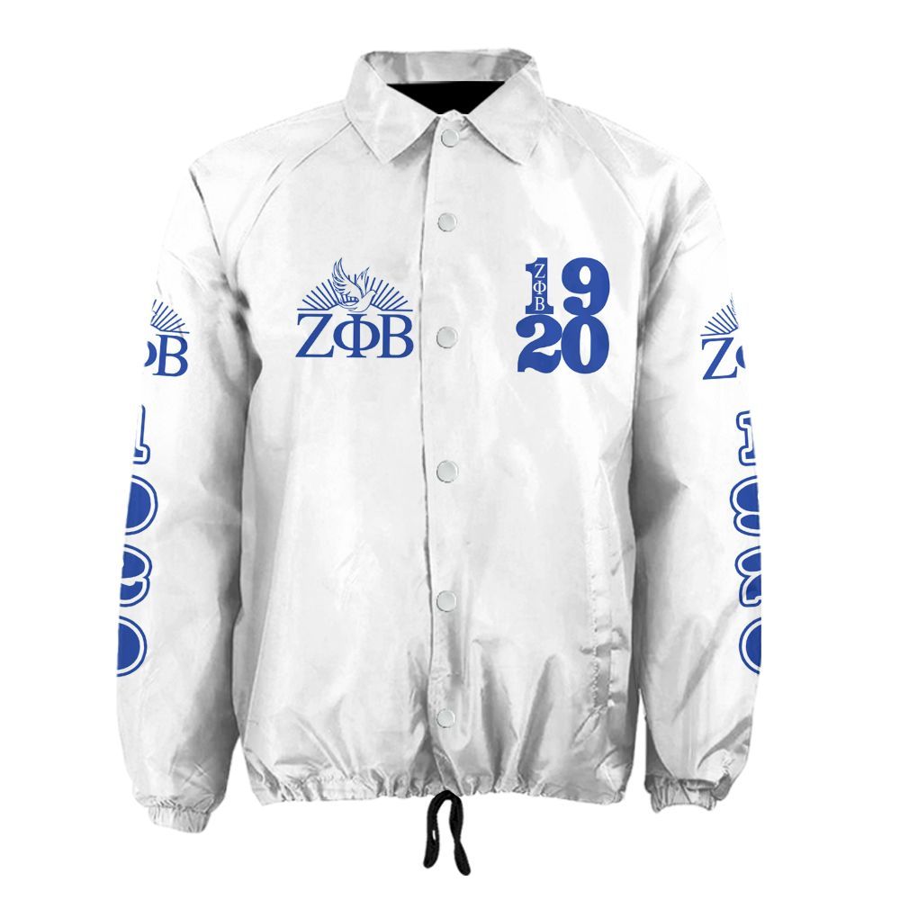 Ireishprint Zeta Phi Beta Crossing Jacket, Dove White Jacket Zeta Phi Beta Sorority Crossing Jacket