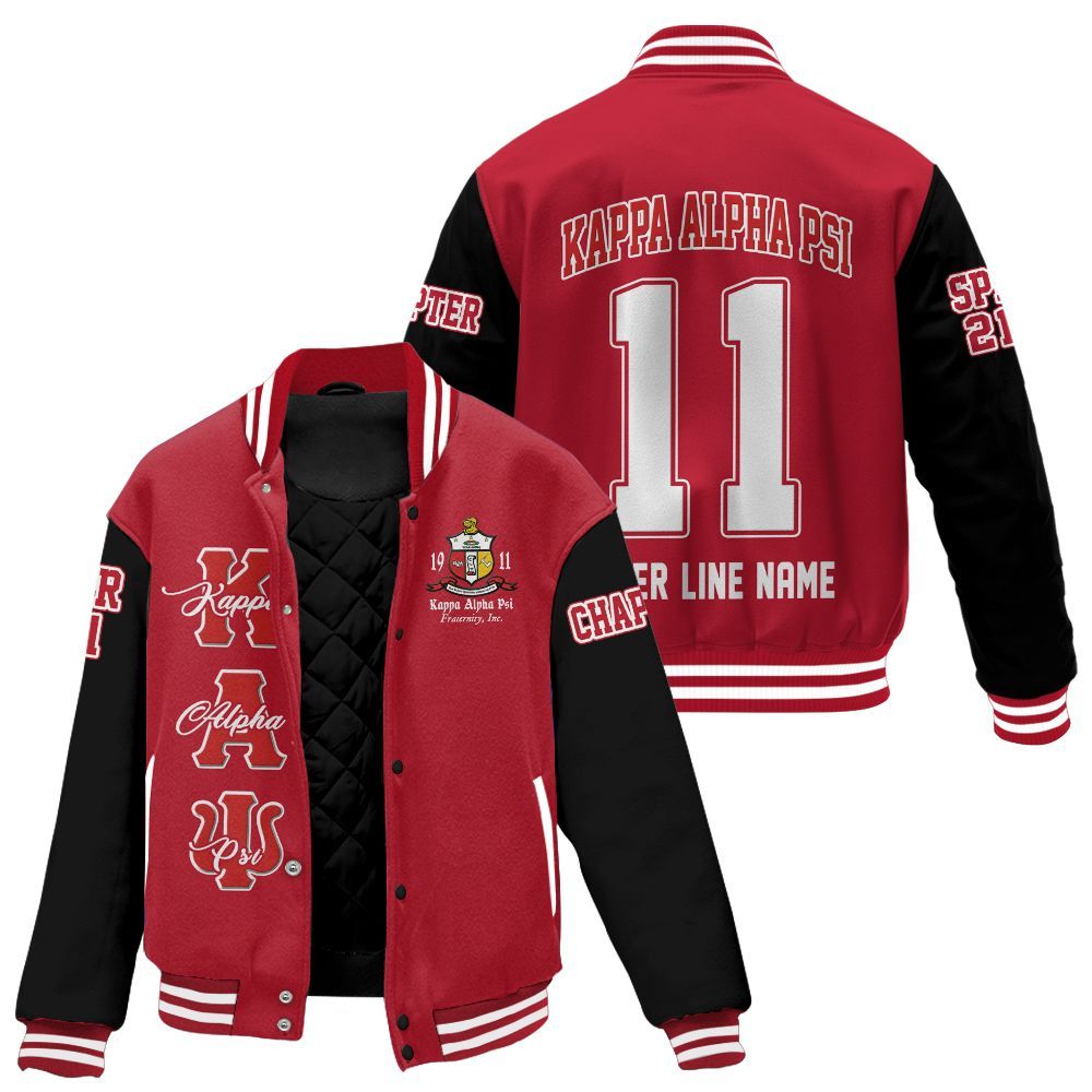 Ireishprint ΚΑΨ Custom Chapter Stitched Jacket, Personalized Krimson Black Sleeve Kappa Fraternity Embroidered Jacket