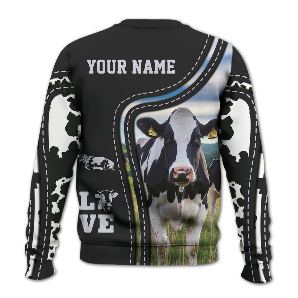 Amare Box Cow Farm Shirt, Cute Dairy Cow Crew, Funny Cow, Cute Cow, Cow Shirt, Farm Shirt, Cow Lover, Custom Name Gift Shirt For Farmer Knitted Sweater