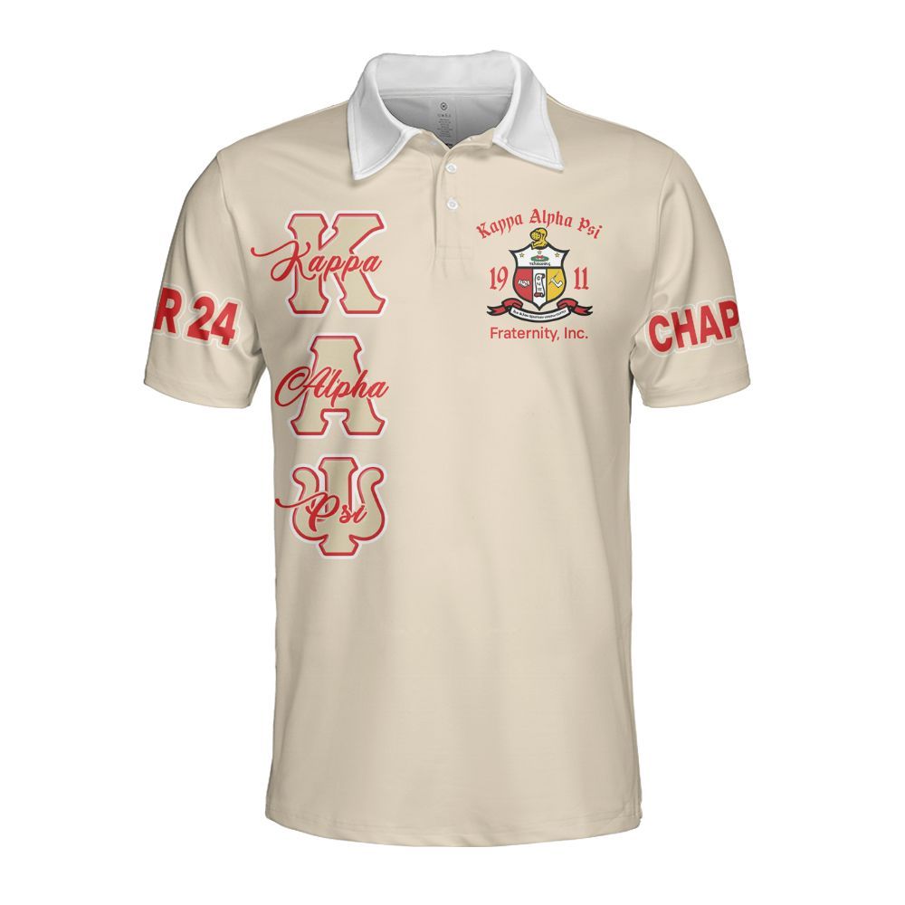 Ireishprint ΚΑΨ Custom Chapter Polo Shirt, Personalized Krimson Kream Kappa Polo Fraternity Polo Shirt