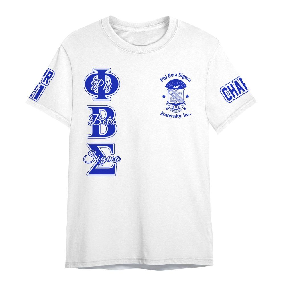 Ireishprint Phi Beta Sigma Custom Chapter Shirt, Personalized Three Stars White Royal Blue Shirt Phi Beta Sigma Fraternity Shirt