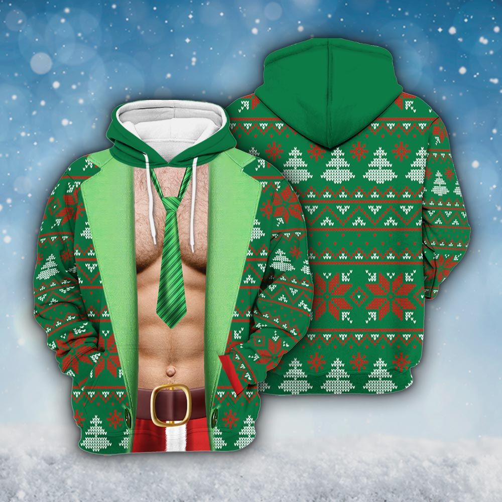 Amare Box Faux Real Realistic Ugly Christmas Sweater, Funny Santa Meme Body Meme Xmas Sweater Design Gift For Fan