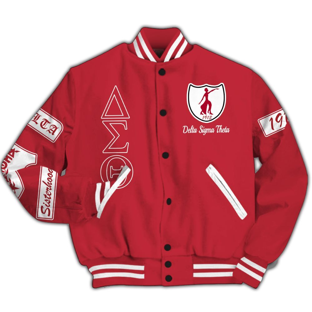 Ireishprint Delta Sigma Theta Varsity Jacket, Sisterhood Founded 1913 Delta Sigma Theta Sorority Jacket