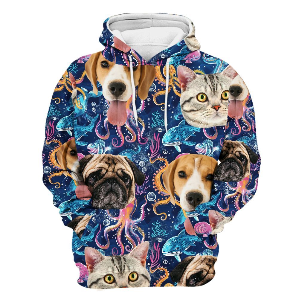 Amare Box Custom Face Pet Hawaiian Shirt, Personalized Photo Summer Barchelorette Party, Gift For Women Unisex Hoodie