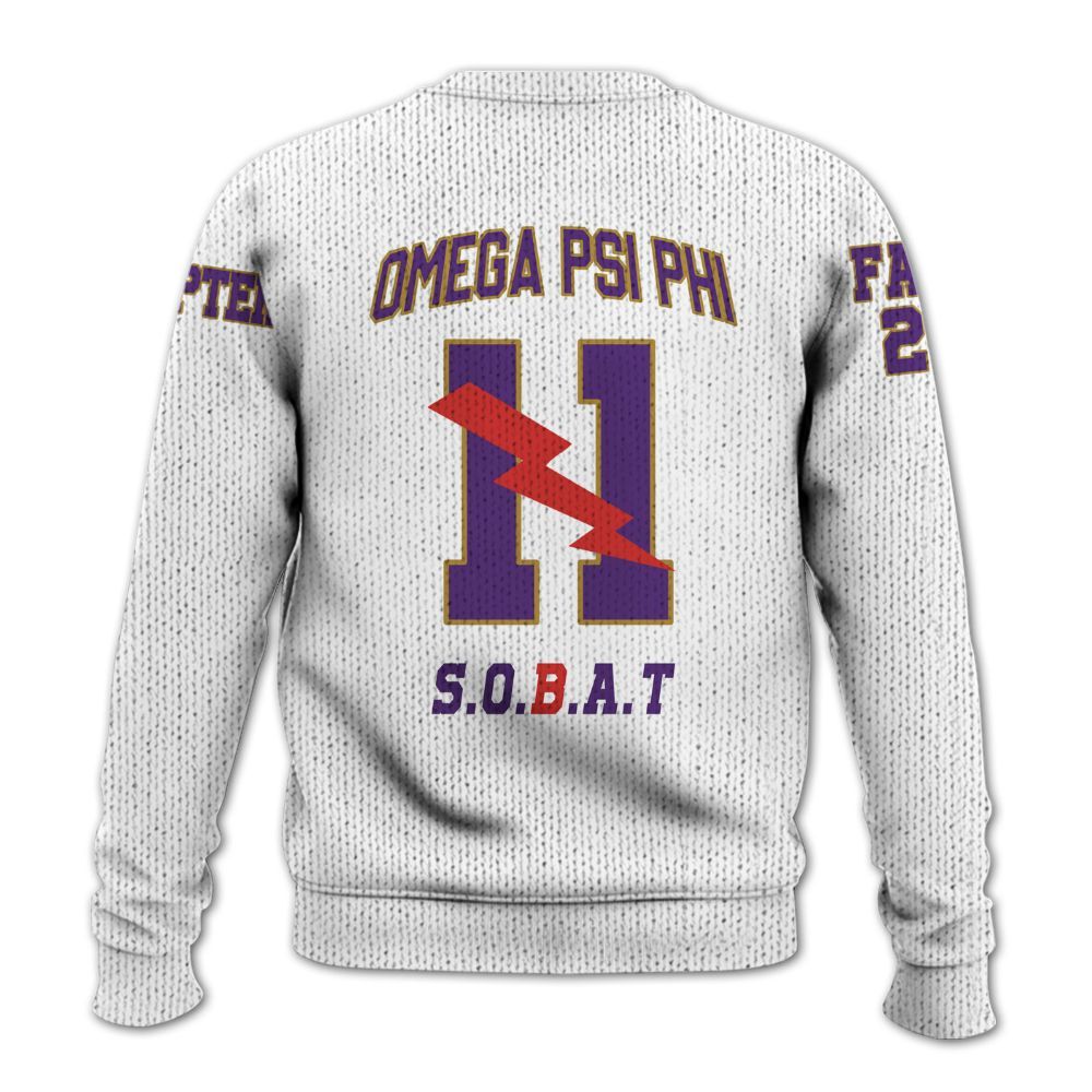 Ireishprint ΩΨΦ Custom Chapter Shirt, Personalized White Sleeves Shirt Omega 1911 ΩΨΦ Fraternity Knitted Sweater