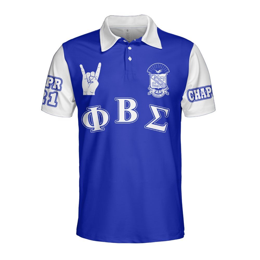 Ireishprint Phi Beta Sigma Custom Chapter Polo Shirt, Personalized Hand Sign Polo Phi Beta Sigma Fraternity Polo Shirt