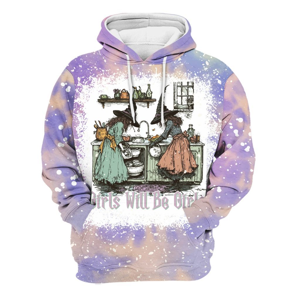 Amare Box Girls With Friends Shirt, Cute Funny Witch Halloween Gift For Girl Unisex Hoodie