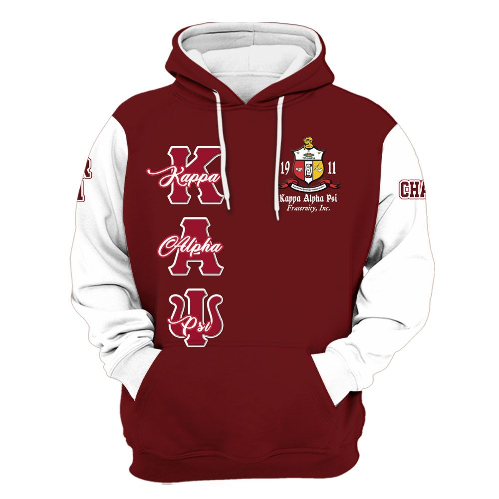 Ireishprint ΚΑΨ Custom Chapter Shirt, Personalized Crimson Shirt White Sleeve Since 1911 Fraternity Hoodie