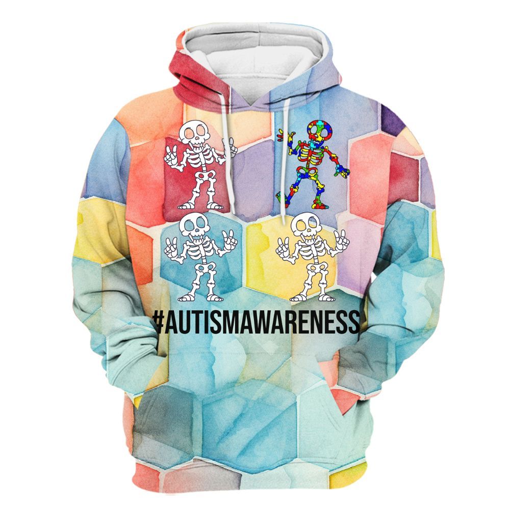 Amare Box Skeleton It's Ok To Be Different Autism Awareness Shirt, Mental Heath Special Education Unisex Hoodie