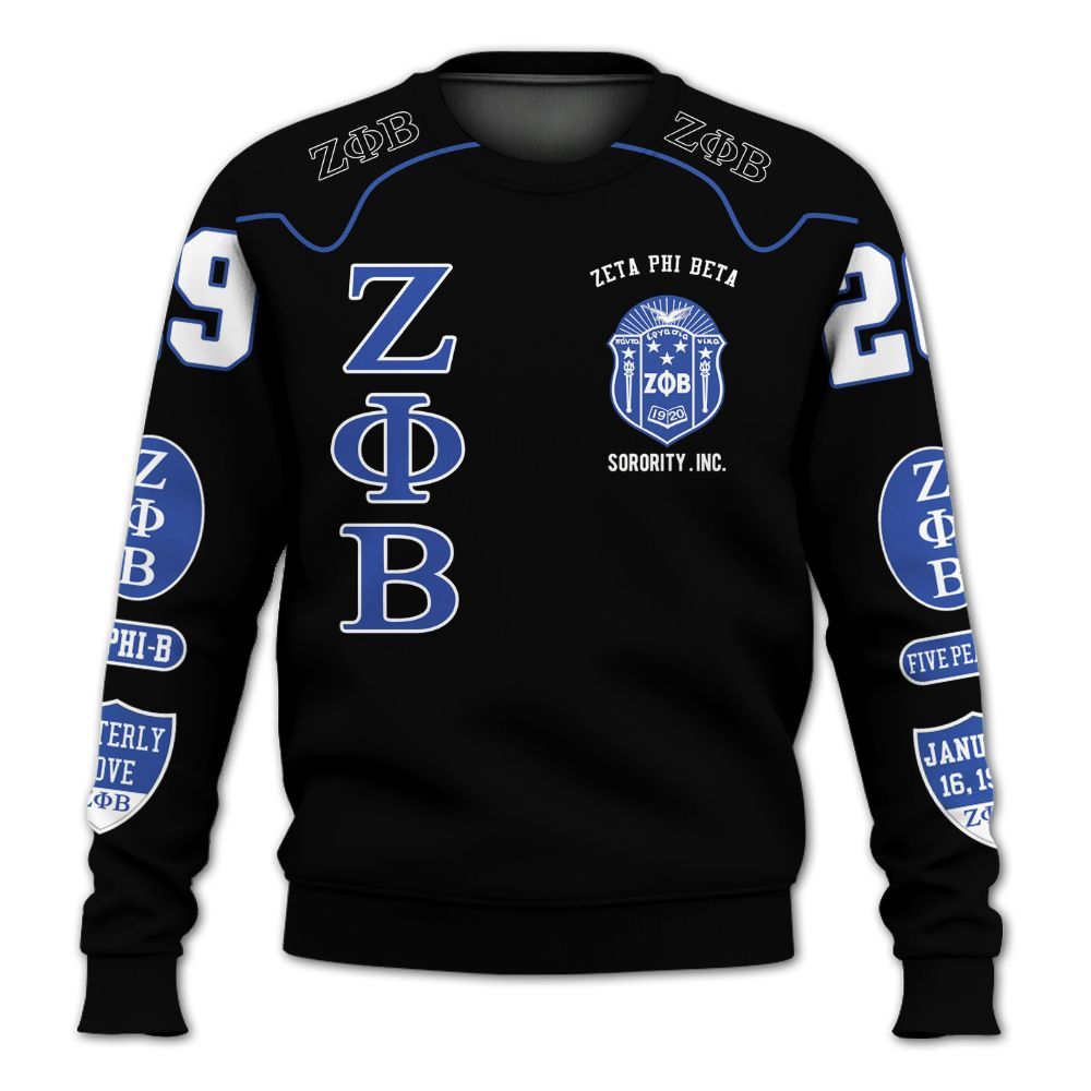 Ireishprint Zeta Phi Beta Varsity Jacket, Zeta Phi Beta Dove Z-phi-B Zeta Phi Beta Sorority All Over Print Sweatshirt