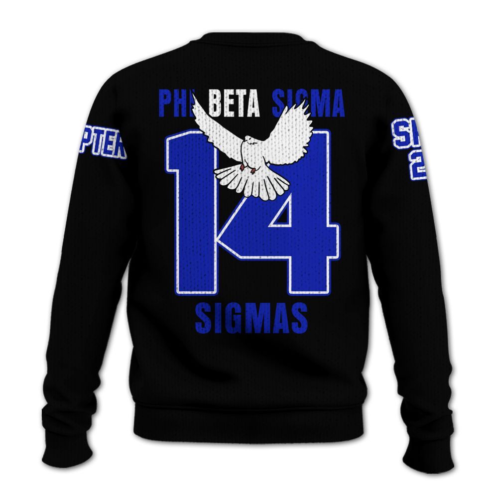 Ireishprint Phi Beta Sigma Custom Chapter Shirt, Personalized Dove Black Royal Blue Shirt Phi Beta Sigma Fraternity Knitted Sweater