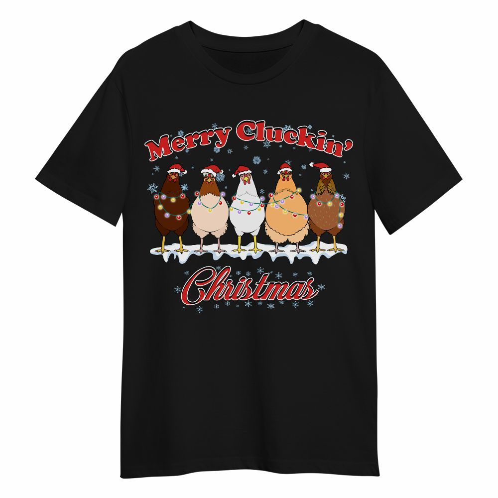 Amare Box Merry Cluckin' Christmas Shirt, X-mas Farm, Cute Chicken Lover, Christmas Unisex Gift Shirt For Farmer Unisex Shirt