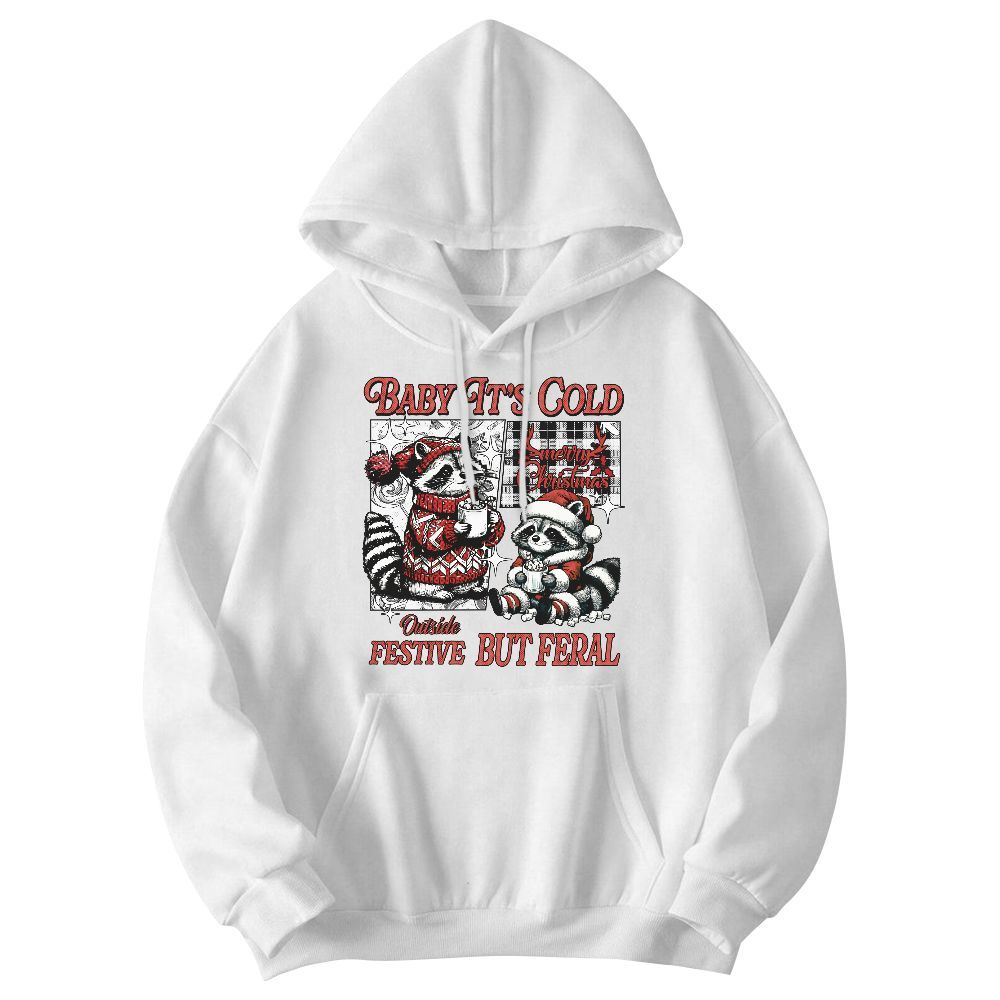 Amare Box Cute Christmas Raccoon Shirt, Baby It’s Cold Outside, Retro Winter Humor Holiday Christmas Unisex Hoodie