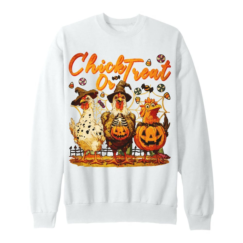 Amare Box Funny Chicken Halloween Shirt, Retro Chick Or Treat Cosplay Halloween Spooky Season Gift For Fan Unisex Sweatshirt