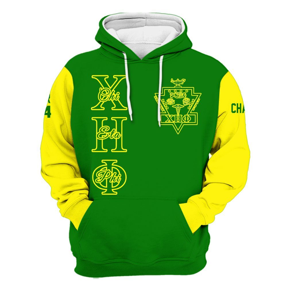 Ireishprint Chi Eta Phi Custom Chapter Shirt, Personalized Pea Green Mix Lemon Yellow Shirt Chi Eta Phi Sorority Hoodie