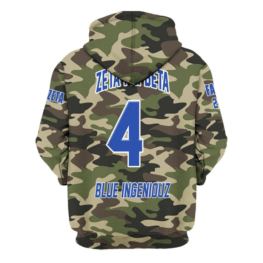 Ireishprint Zeta Phi Beta Custom Chapter Shirt, Personalized Camo Style Camoflage Shirt Zeta Phi Beta Sorority Hoodie