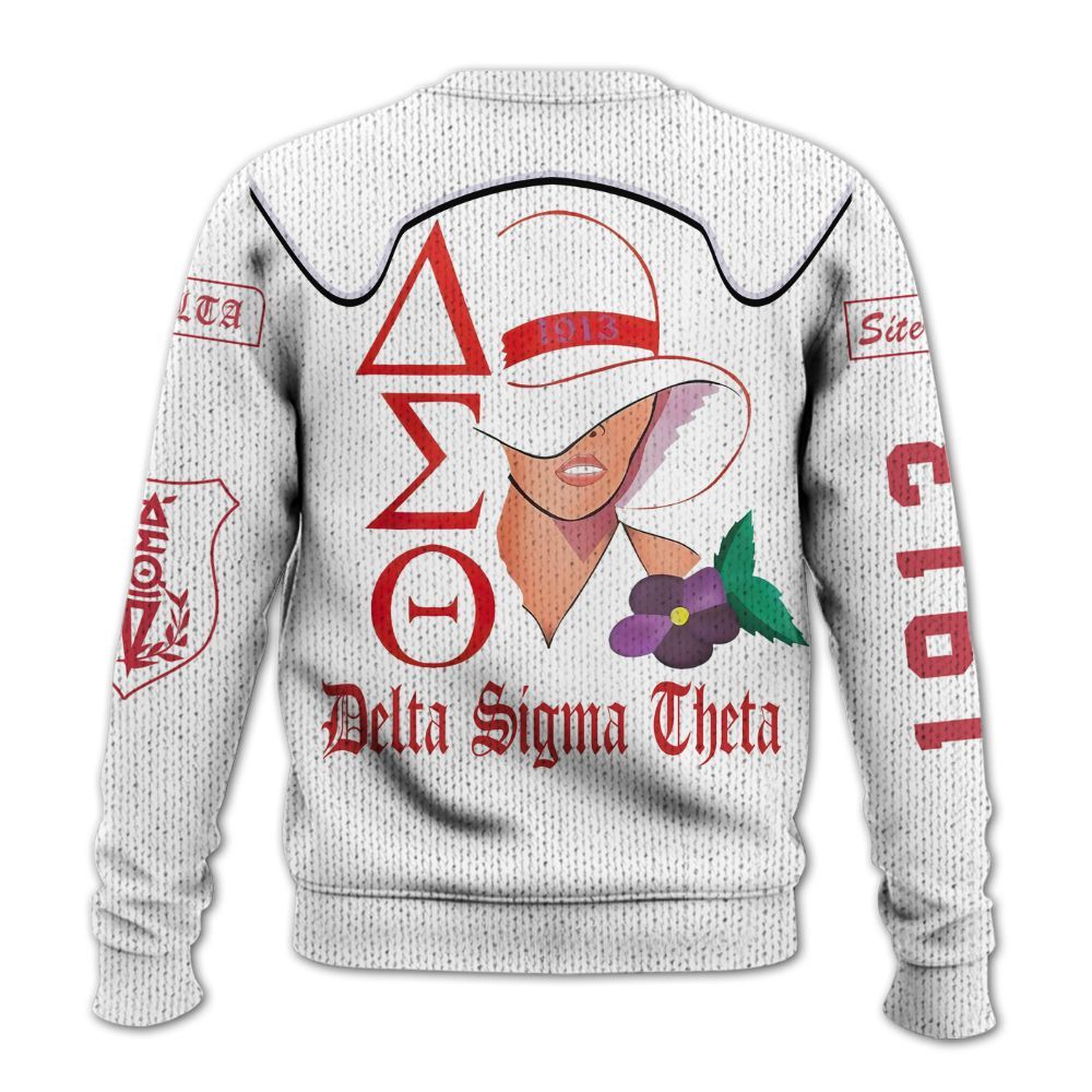 Ireishprint Delta Sigma Theta Varsity Jacket, Delta Sigma Theta White Varsity Jacket Sorority Knitted Sweater
