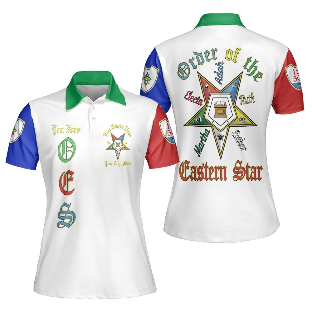 Ireishprint OES Custom Legacy Polo Shirt, Esther Pentagon Sisters Order Of The Eastern Star OES Polo Shirt
