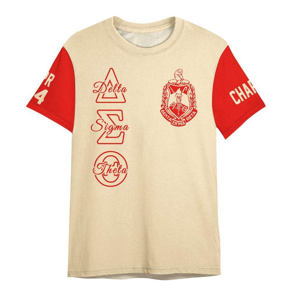 Ireishprint Delta Sigma Theta Custom Chapter Shirt, Personalized Cream Mix Crimson Shirt Delta Sigma Theta Sorority Shirt