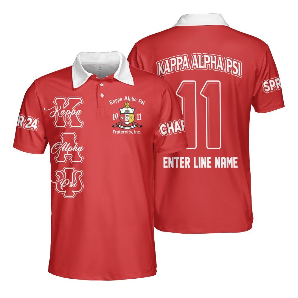 Ireishprint ΚΑΨ Custom Chapter Polo Shirt, Personalized Krimson Red Kappa Polo Fraternity Polo Shirt