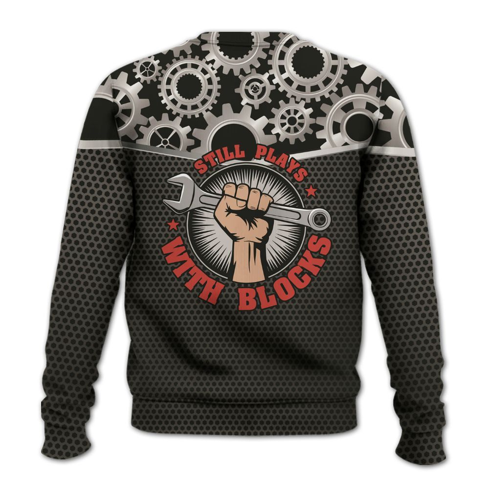 Amare Box Mechanic Shirt, Still Plays With Blocks, Custom Name Shirt, Mechanic Lover, Mechanic Clipart, Gift For Mechanician Knitted Sweater