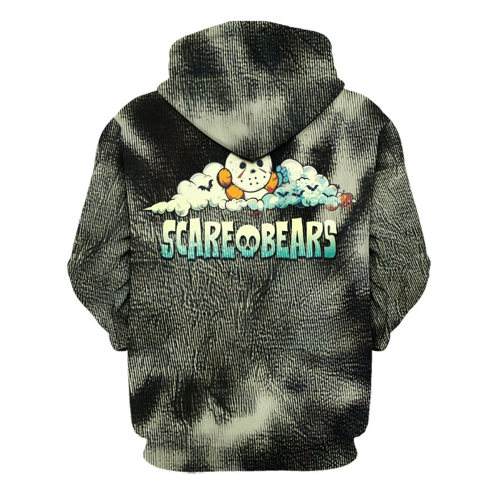 Amare Box Horror Halloween Character Slasher Sublimated Tie Dye Shirt, Hockey Mask Rainbow Graphic Unisex Hoodie