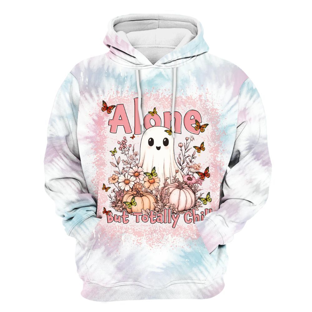 Amare Box Alone But Totally Chill Shirt, Funny Cute Ghost Halloween Gift Unisex Hoodie