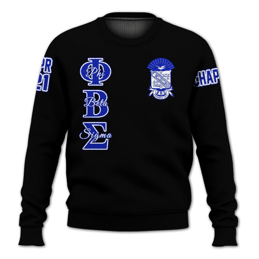 Ireishprint Phi Beta Sigma Custom Chapter Shirt, Personalized Black Royal Blue Shirt Phi Beta Sigma Fraternity Knitted Sweater