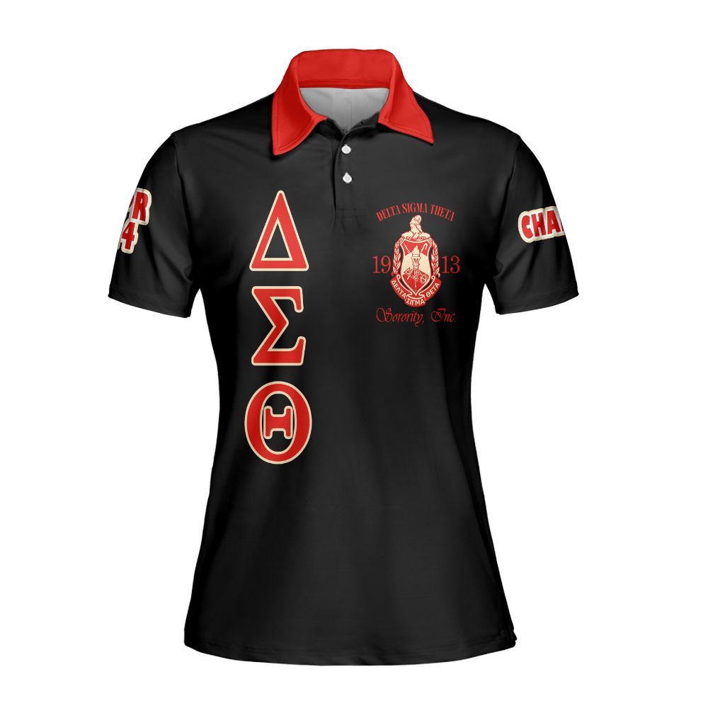 Ireishprint Delta Sigma Theta Custom Chapter Polo Shirt, Personalized Crimson Polo Shirt Delta Sigma Theta Sorority Polo Shirt
