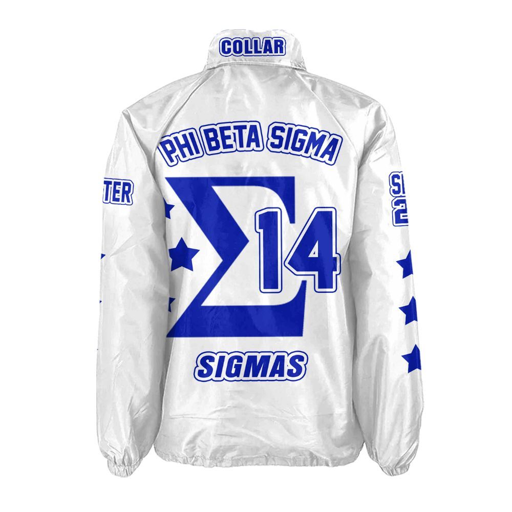 Ireishprint Phi Beta Sigma Custom Chapter Crossing Jacket, Personalized Three Stars White Royal Blue Jacket Phi Beta Sigma Fraternity Crossing Jacket