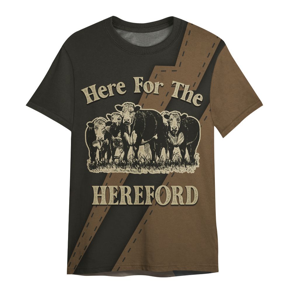 Amare Box Cow Farm Shirt, Here For The Hereford, Hereford Cow, Farm Cow, Cow Shirt, Farm Shirt, Cow Lover, Clipart Gift Shirt For Farmer All Over Print Unisex Shirt