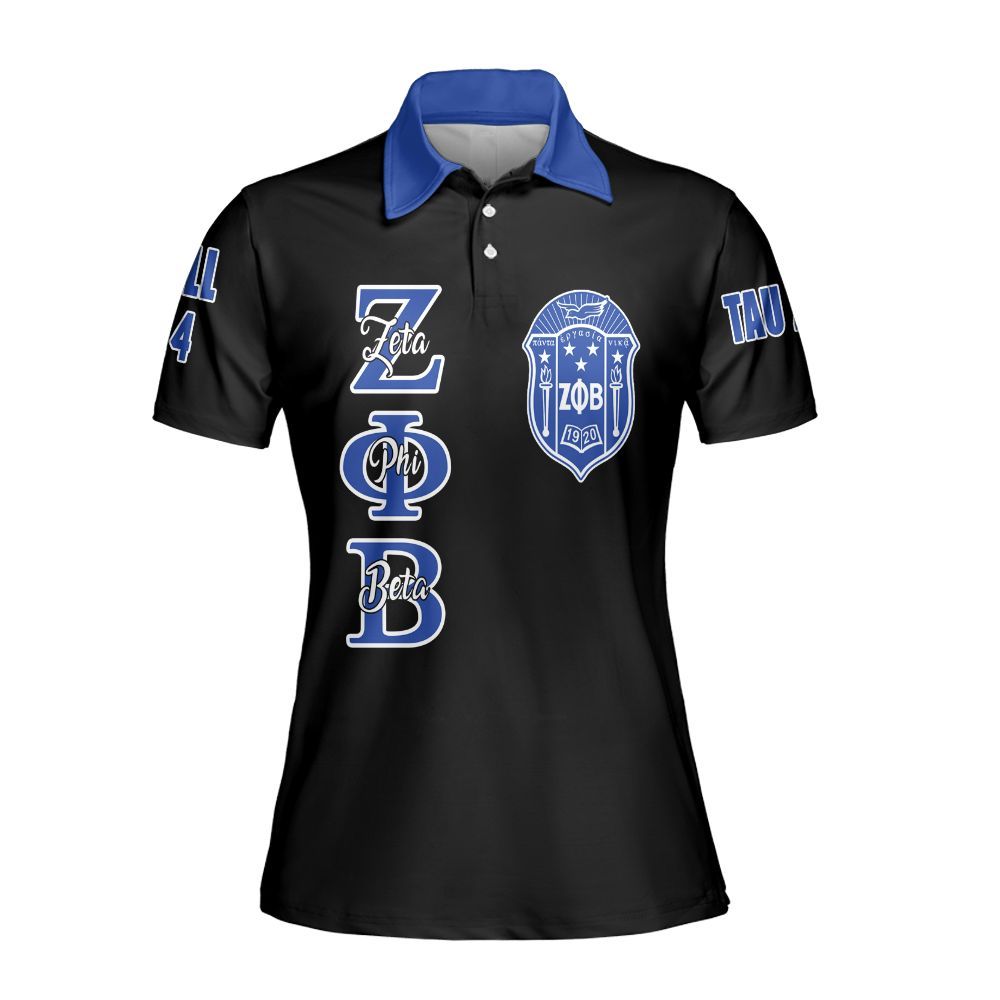 Ireishprint Zeta Phi Beta Custom Chapter Polo Shirt, Personalized Black Polo Shirt Zeta Phi Beta Sorority Polo Shirt