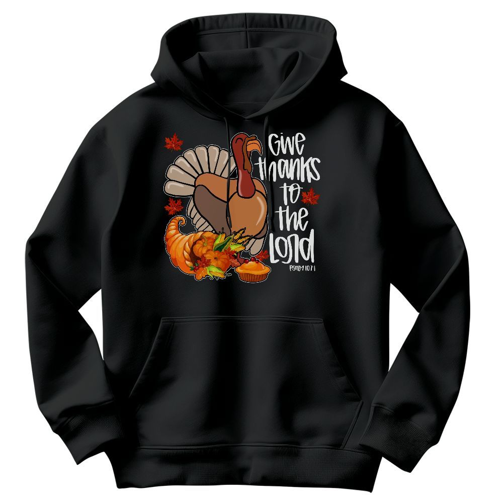 Amare Box Turkey Thanksgiving Shirt, Give Thanks To The Lord Bible Verse Design Gift For Fan Unisex Hoodie