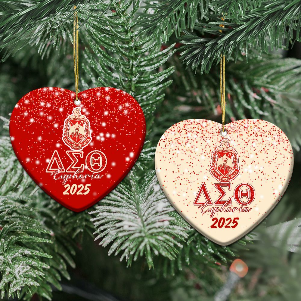 Ireishprint Custom Name Delta Sigma Theta Ceramic Ornament, Delta Crimson Red Glitter Christmas Ornament